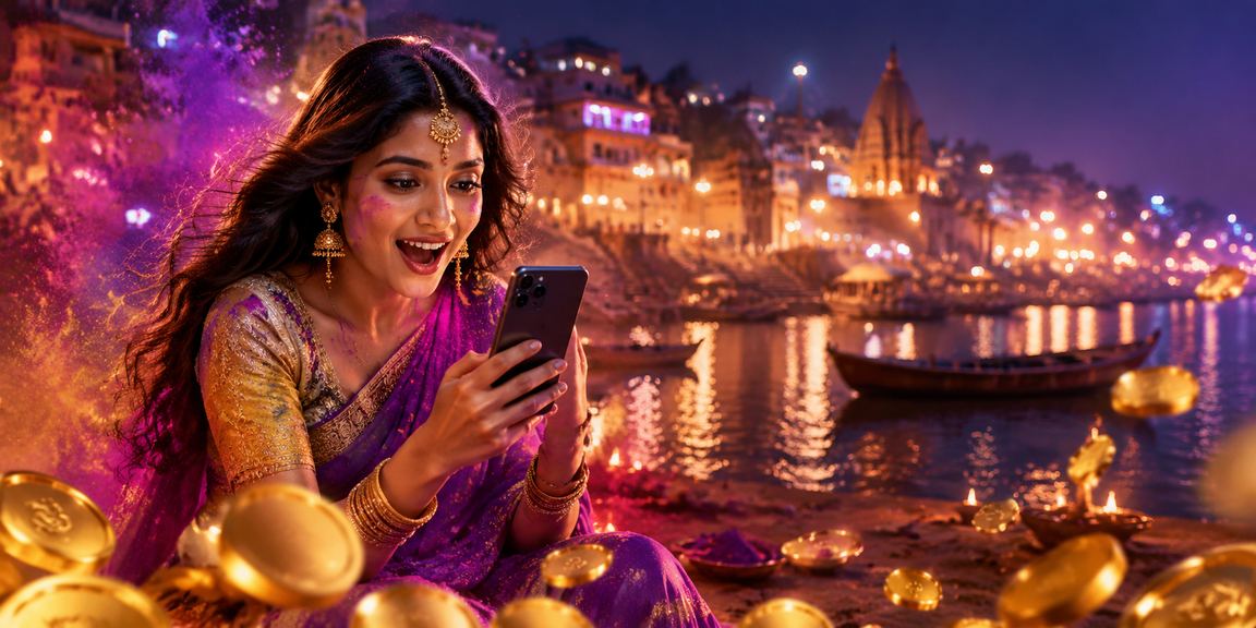 Vibrant Varanasi Ghat Casino Festival on Mobile